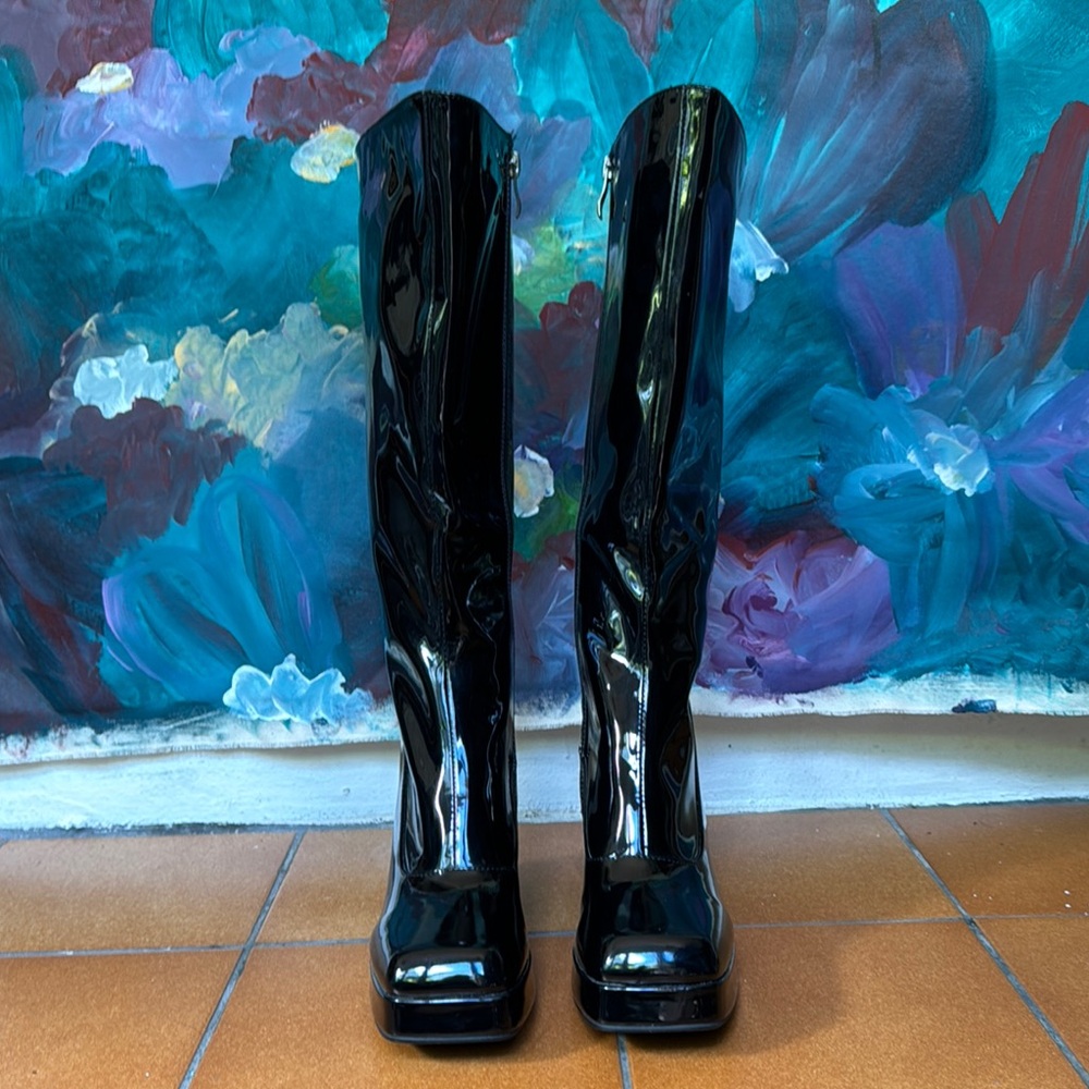 Black Patent Leather Women's Boots